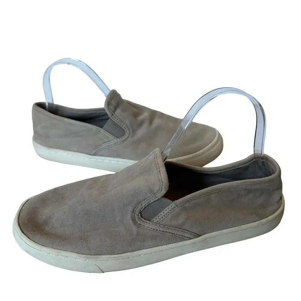 Tory Burch Women Gray Travel Round Toe Slip On Low Top Suede Sneakers Size 9